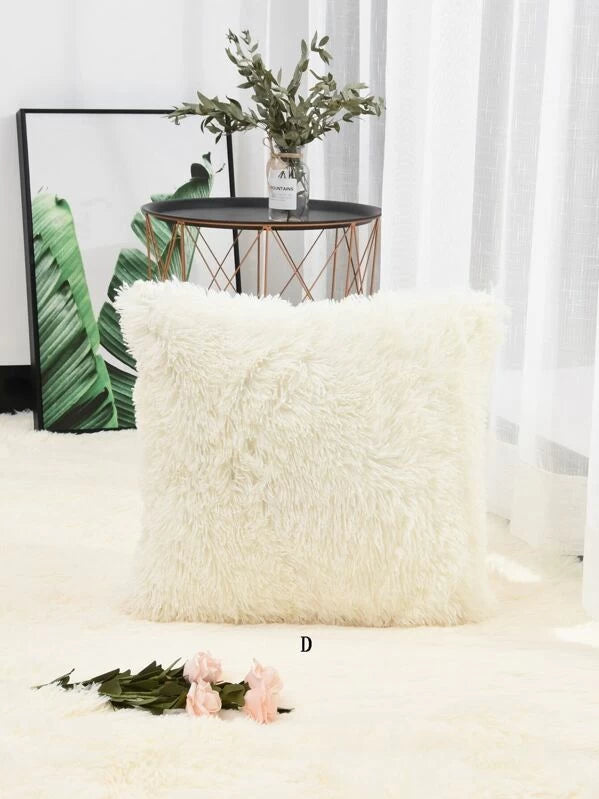 Solid Fuzzy Throw Pillow
