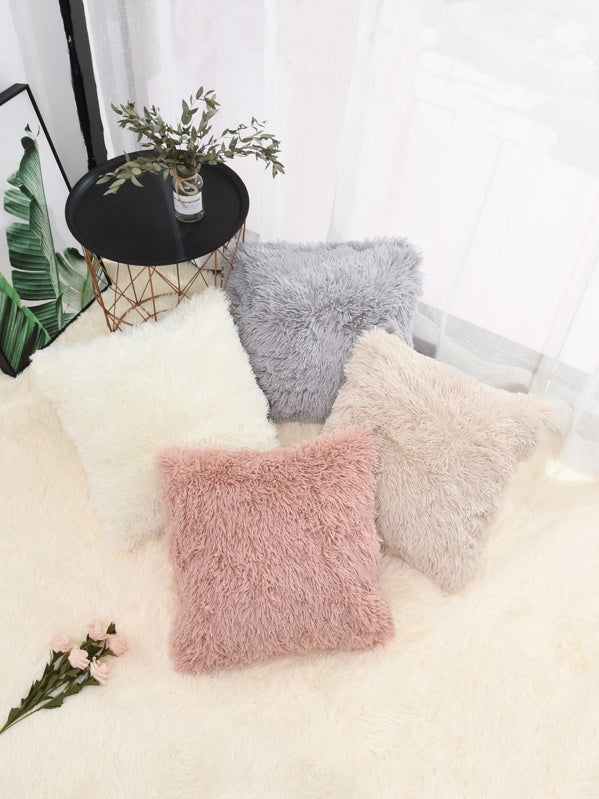 Solid Fuzzy Throw Pillow