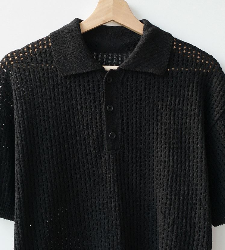 RT No. 4501 KNITTED HALF BUTTON-UP HALF SLEEVE SHIRT