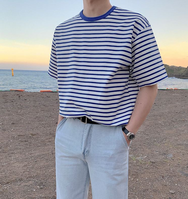 RT No. 4467 BLUE STRIPED SHORT SLEEVE SHIRT