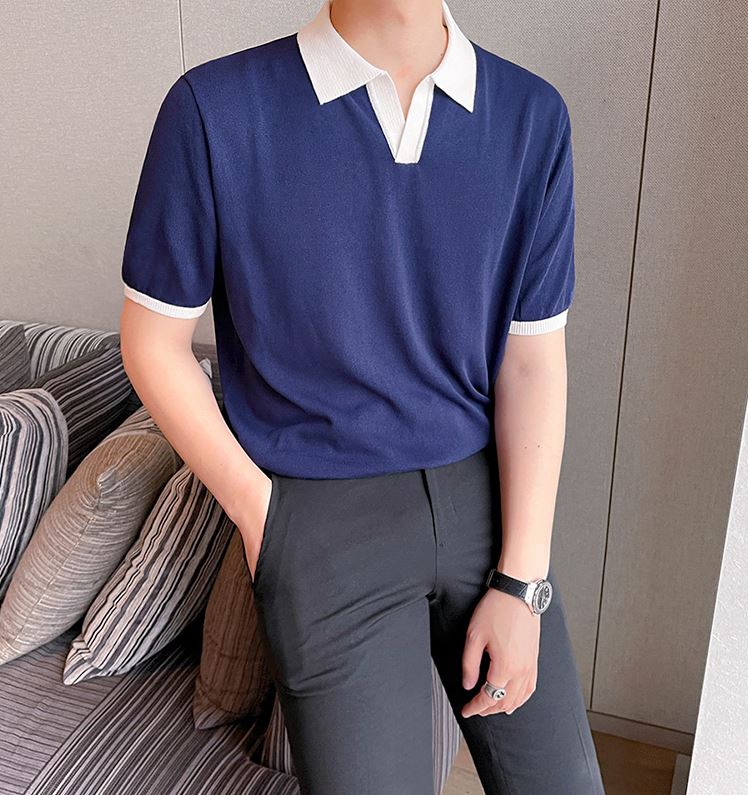 RT No. 4403 V-NECK SHORT SLEEVE COLLAR SHIRT