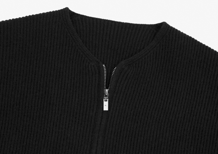 RT No. 3296 COLLARLESS ZIP-UP SWEATER