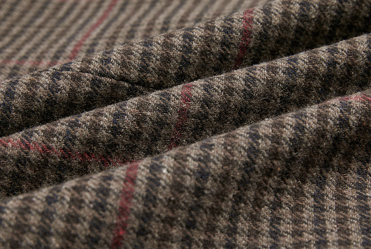 RT No. 3398 BROWN PLAID COLLAR COAT JK