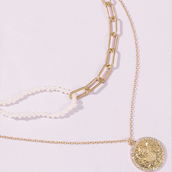 Alita Gold and Pearl Layered Necklace