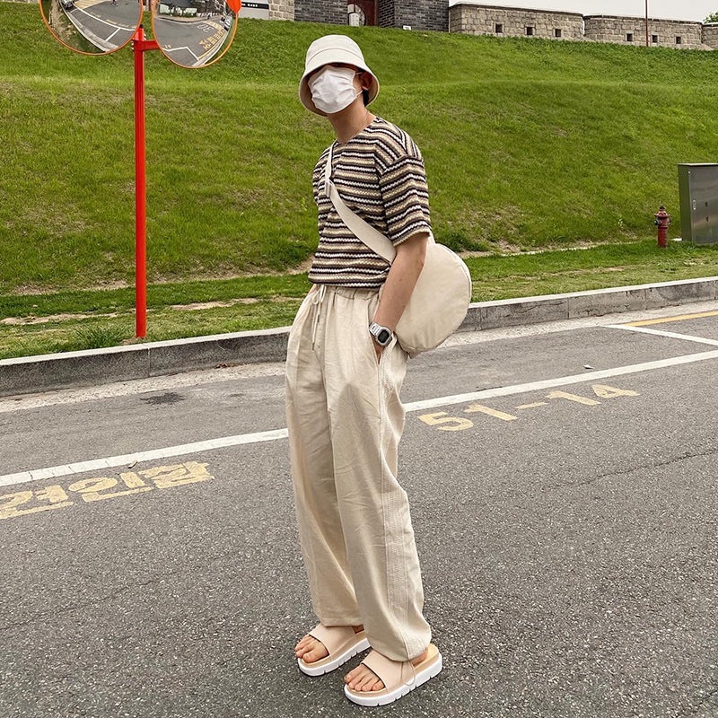 RT No. 2038 LINEN WIDE STRAIGHT PANTS