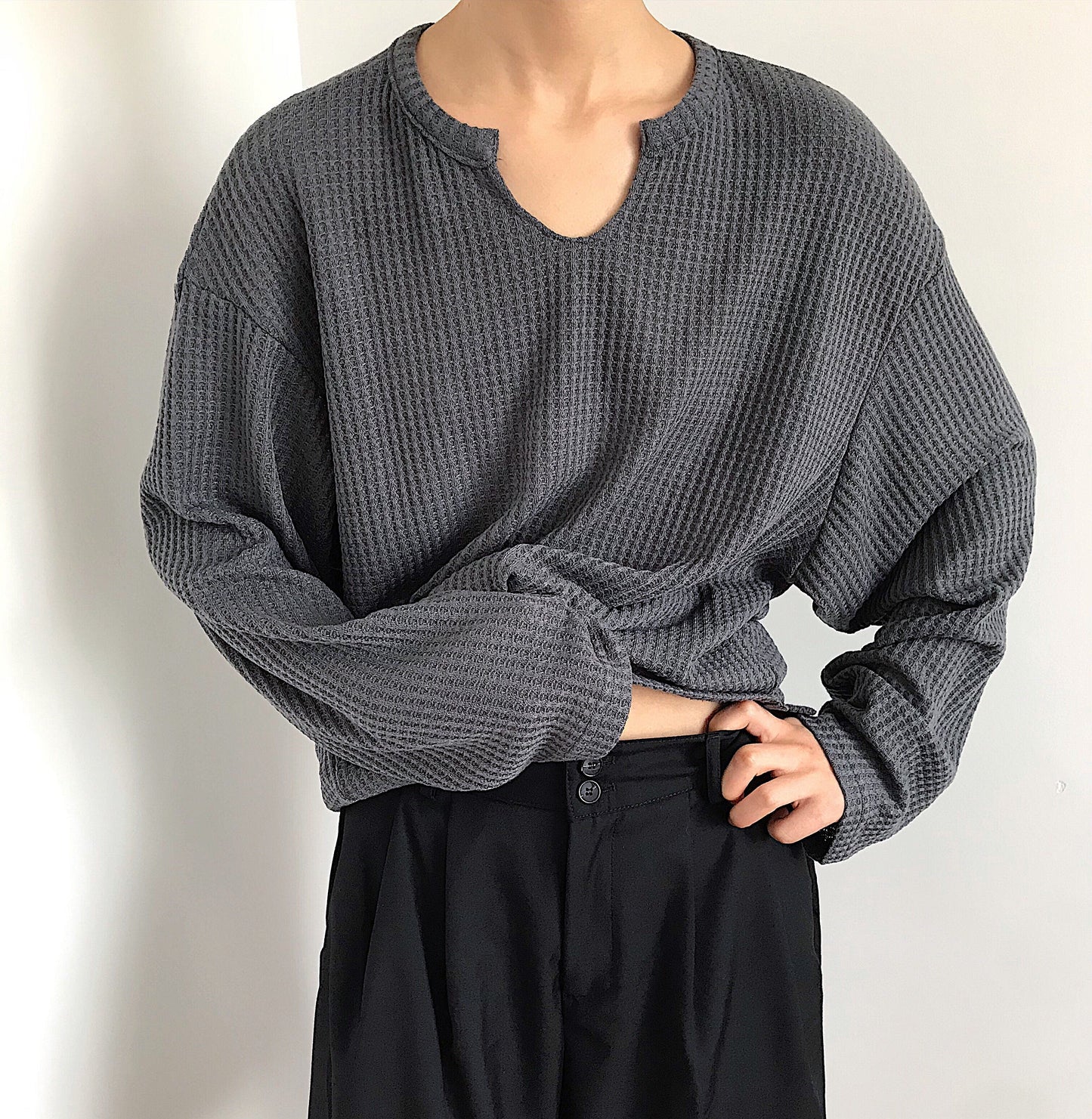 RT No. 4259 U-NECK WAFFLE LONGSLEEVE