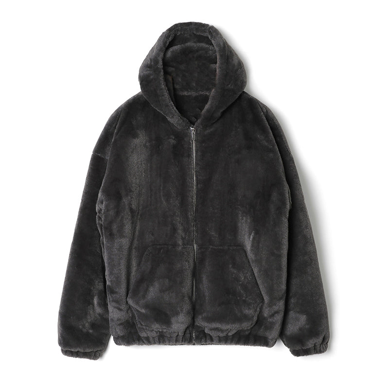 No. 3563 DARK GRAY WOOLEN FLEECE ZIP-UP HOODED JK