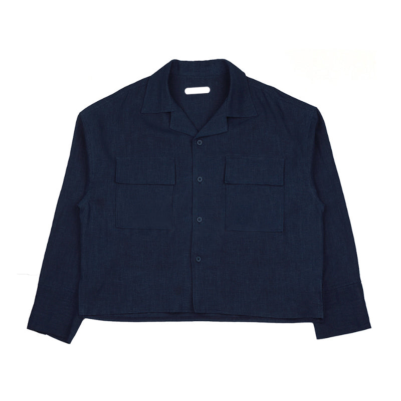 RT No. 5224 DARK BLUE LINEN COLLAR SHIRT JK