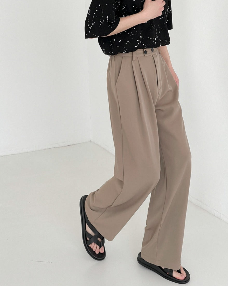 RT No. 5176 DRAPE TOP FOLDED WIDE STRAIGHT PANTS