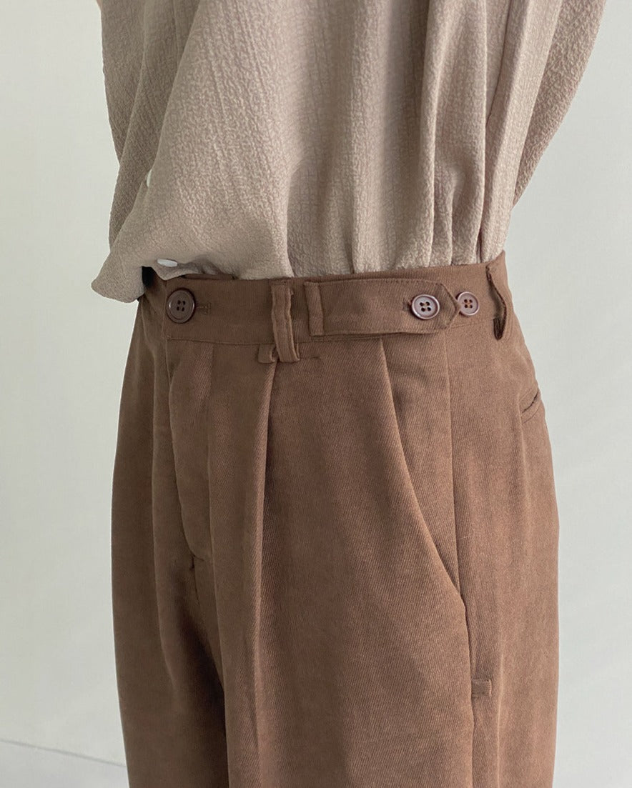 RT No. 5183 BROWN RETRO STYLED STRAIGHT CASUAL PANTS