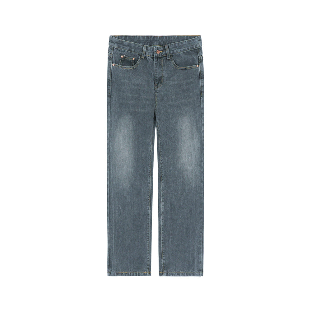 RT No. 4377 WASHED BLUE GRAY STRAIGHT WIDE JEANS