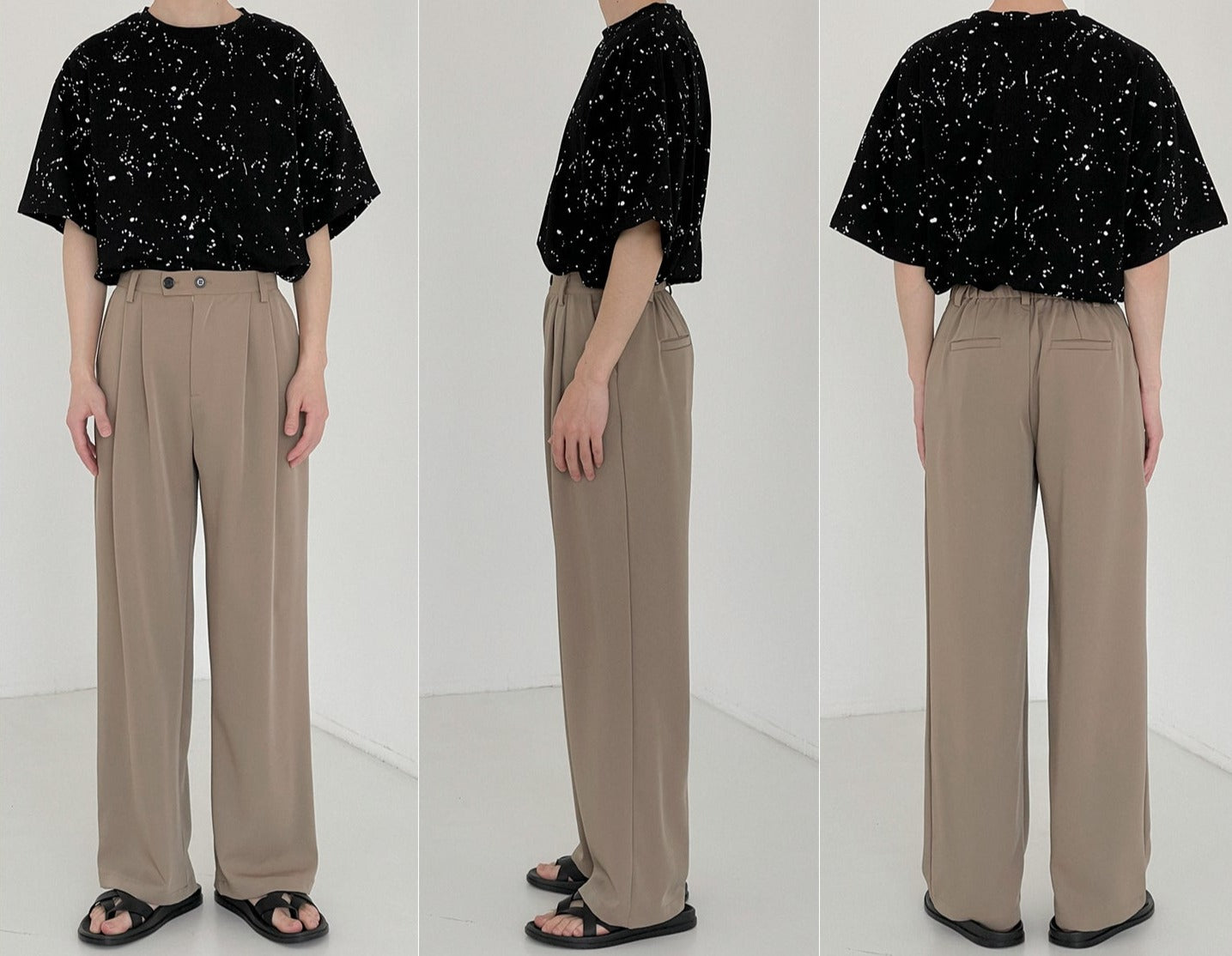 RT No. 5176 DRAPE TOP FOLDED WIDE STRAIGHT PANTS