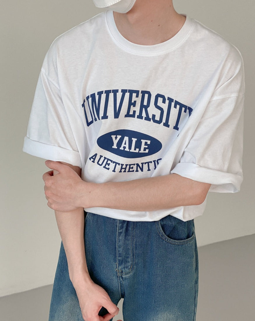 RT No. 5215 WHITE HALF SLEEVE LETTER SHIRT