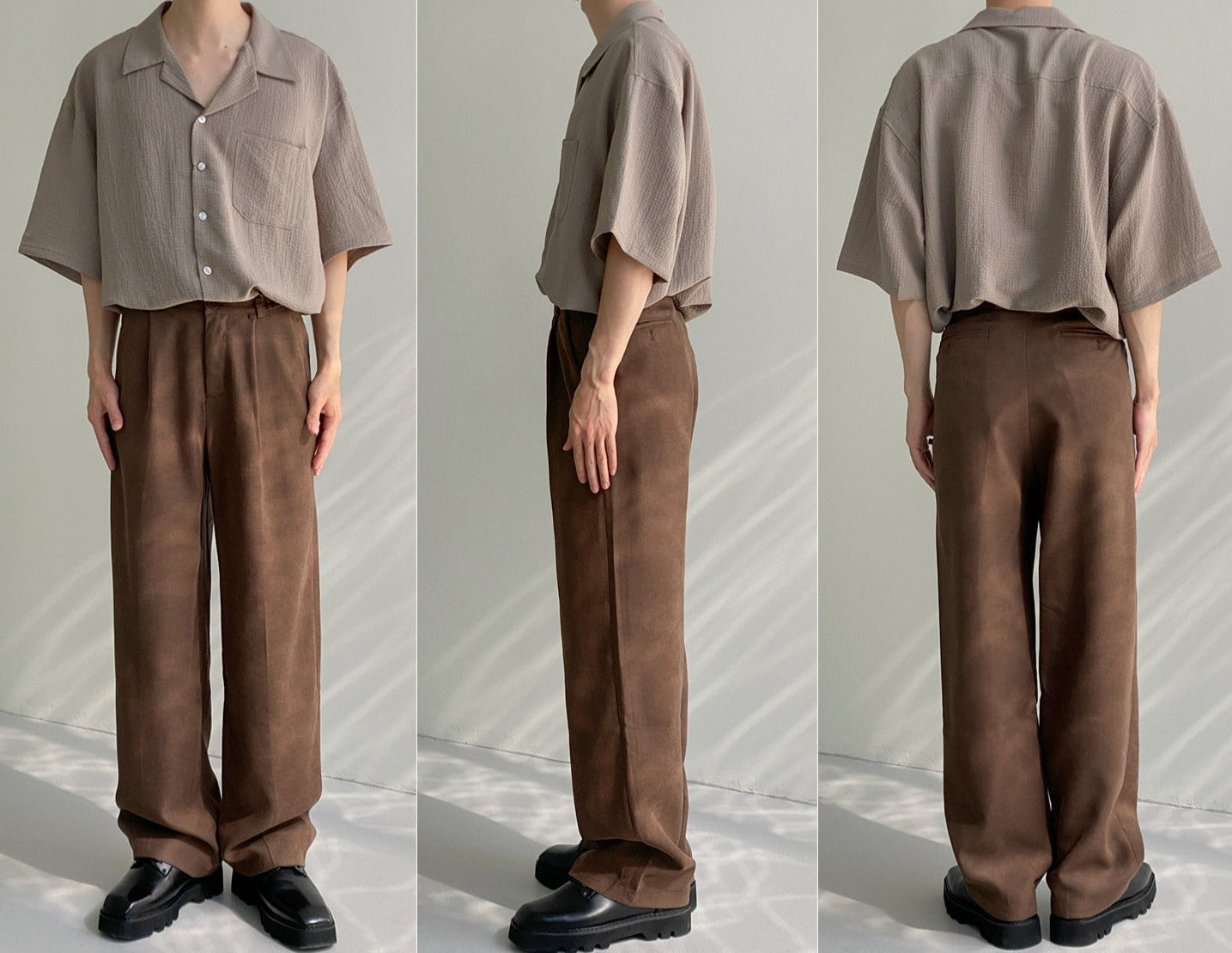 RT No. 5183 BROWN RETRO STYLED STRAIGHT CASUAL PANTS