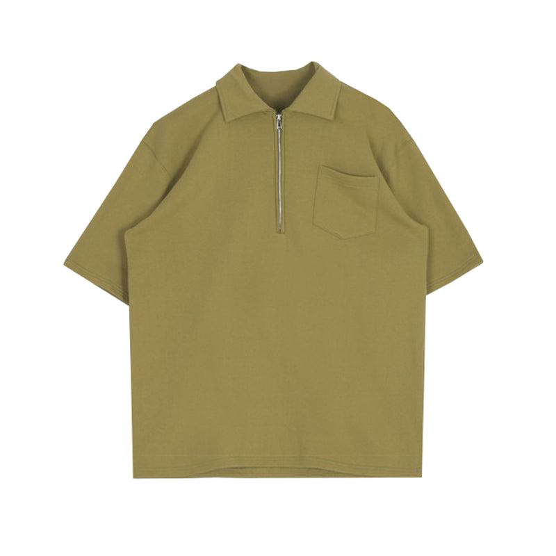 RT No. 4382 HALF ZIP-UP HALF SLEEVE COLLAR SHIRT