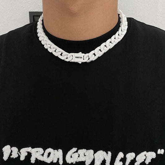 WHITE / BLACK CUBAN CHAIN NECKLACE