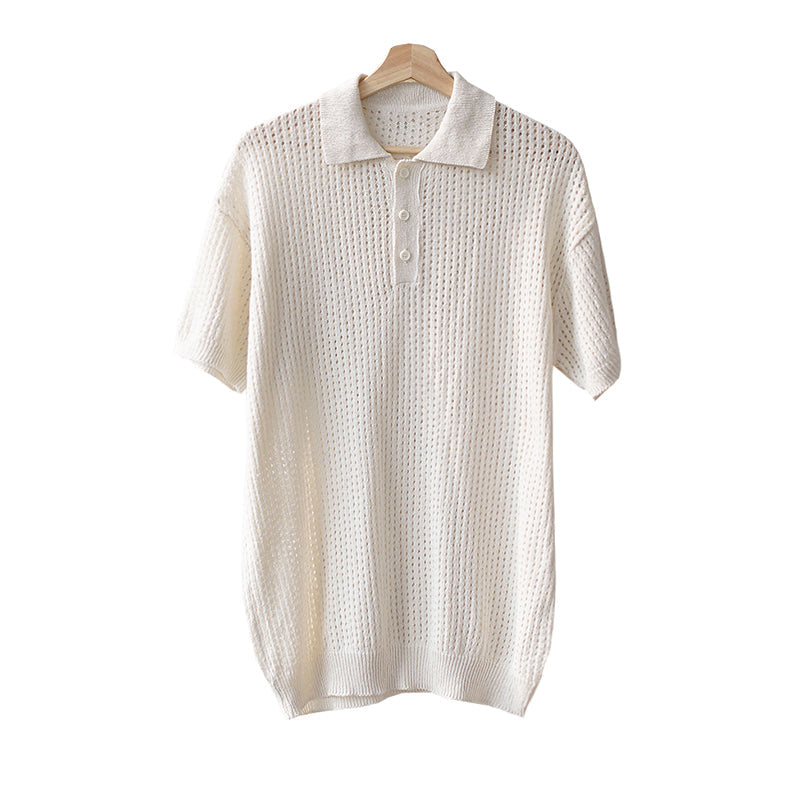 RT No. 4501 KNITTED HALF BUTTON-UP HALF SLEEVE SHIRT