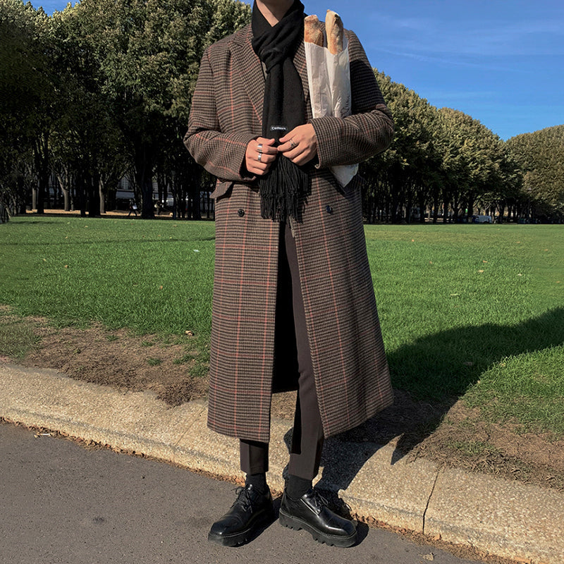 RT No. 3398 BROWN PLAID COLLAR COAT JK