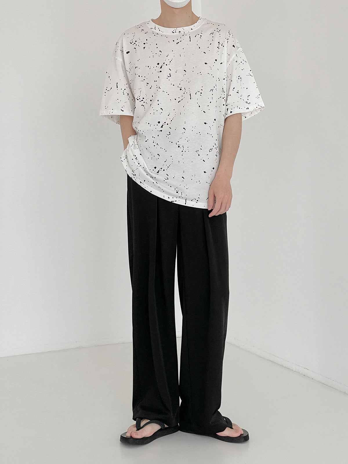 RT No. 5176 DRAPE TOP FOLDED WIDE STRAIGHT PANTS