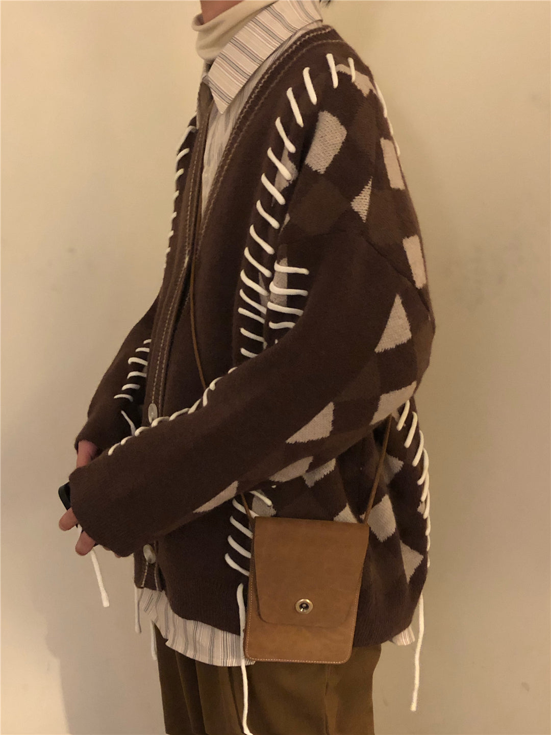 RT No. 3388 OVERSIZE BROWN KNITTED CARDIGAN