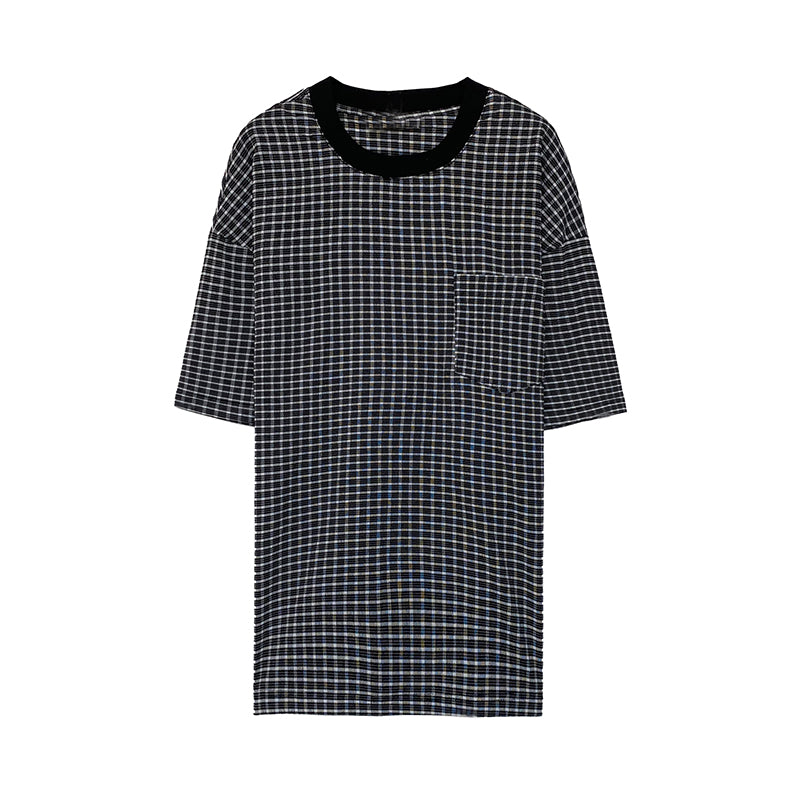 RT No. 4440 ROUND NECK PLAID SHORT SLEEVE SHIRT