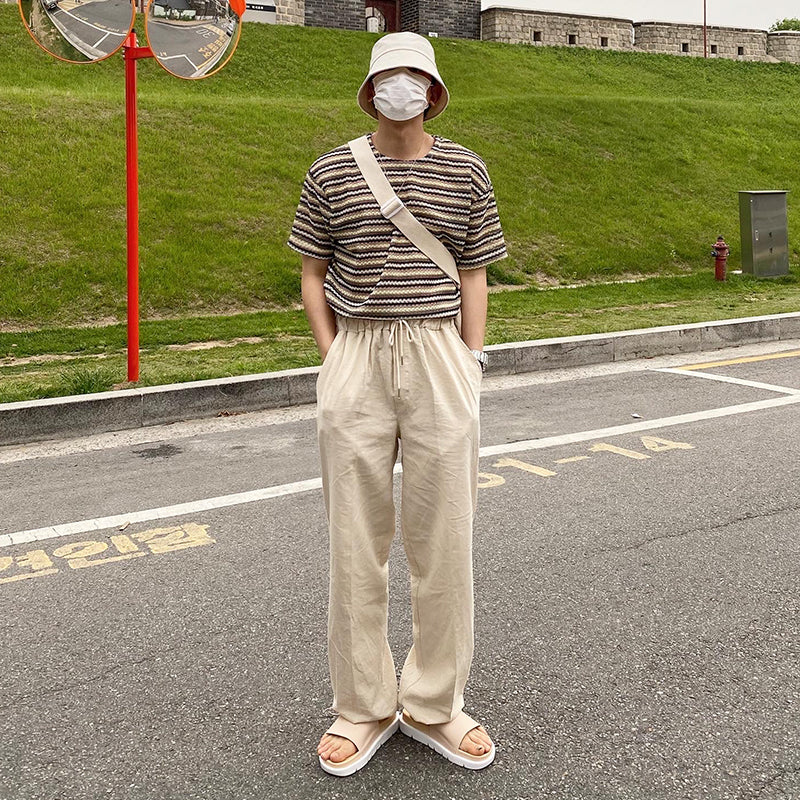 RT No. 2038 LINEN WIDE STRAIGHT PANTS