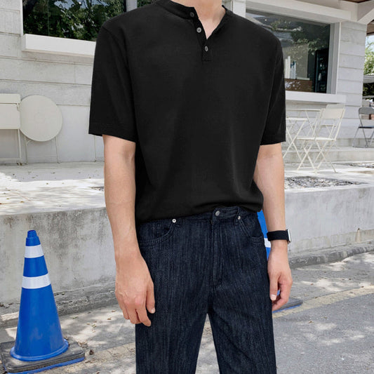 RT No. 4401 KNITTED SHORT SLEEVE HALF BUTTON SHIRT