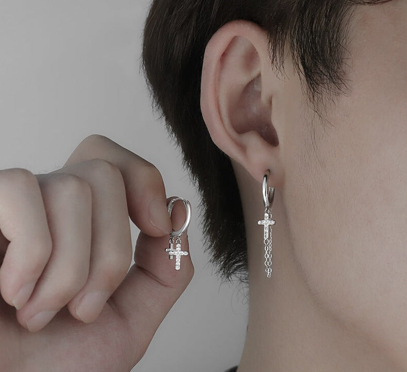 DANGLE CROSS EARRINGS (PAIR)