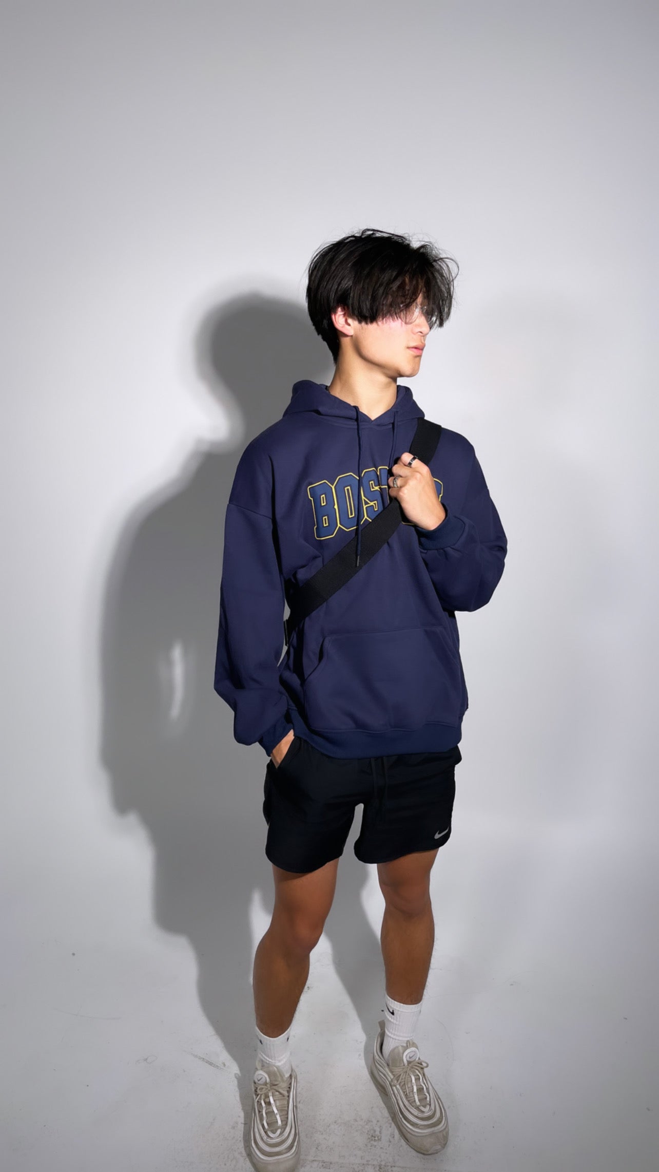 RT No. 3304 BOSTON DARK BLUE LETTERED HOODIE