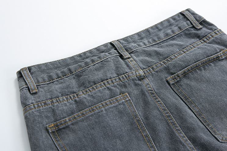 RT No. 4377 WASHED BLUE GRAY STRAIGHT WIDE JEANS